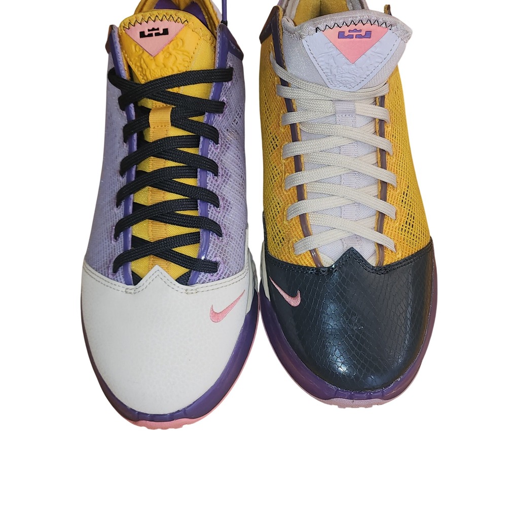 Nike LeBron 19 Low Mismatched Purple Yellow Pink DO9829-400 Mens 8.5